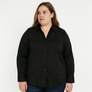 Cato Black Vneck Polyester Spandex Blend Blouse Plus Sz 26/28